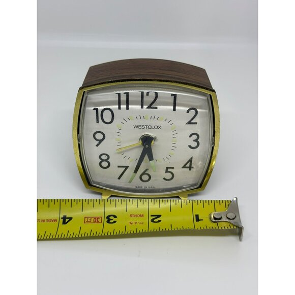 VTG Westclox Alarm Clock Made In USA Retro Square Woodgrain Finish NOT WORKING - Picture 9 of 10